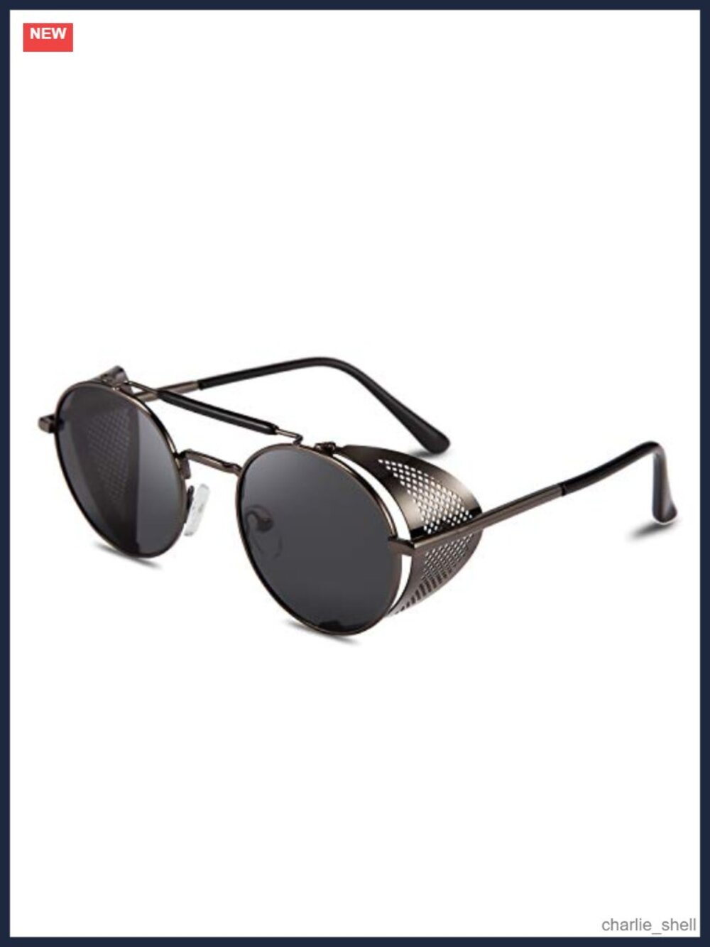 Steampunk Round Side Shield Sunglasses UV400 Metal Unisex